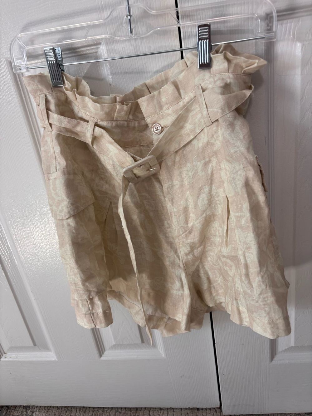 Ramy Brook Cream Paperbag Waist Floral-Print Mini Skirt